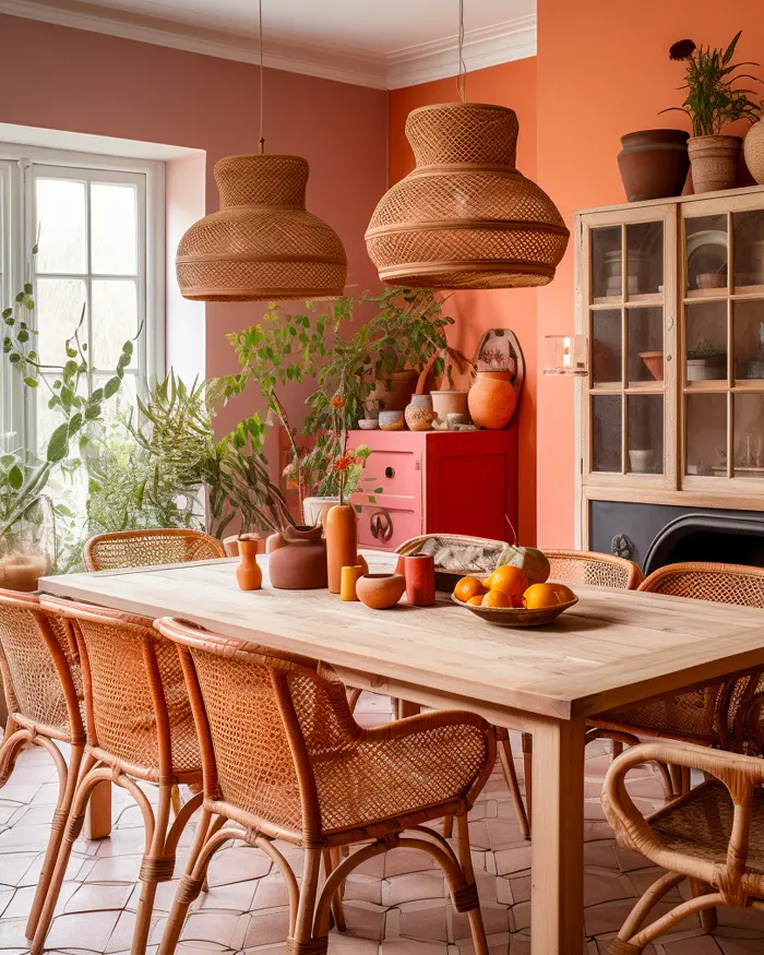 deco salle a manger nature terracotta