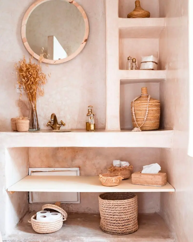 deco salle de bain boheme beton beige