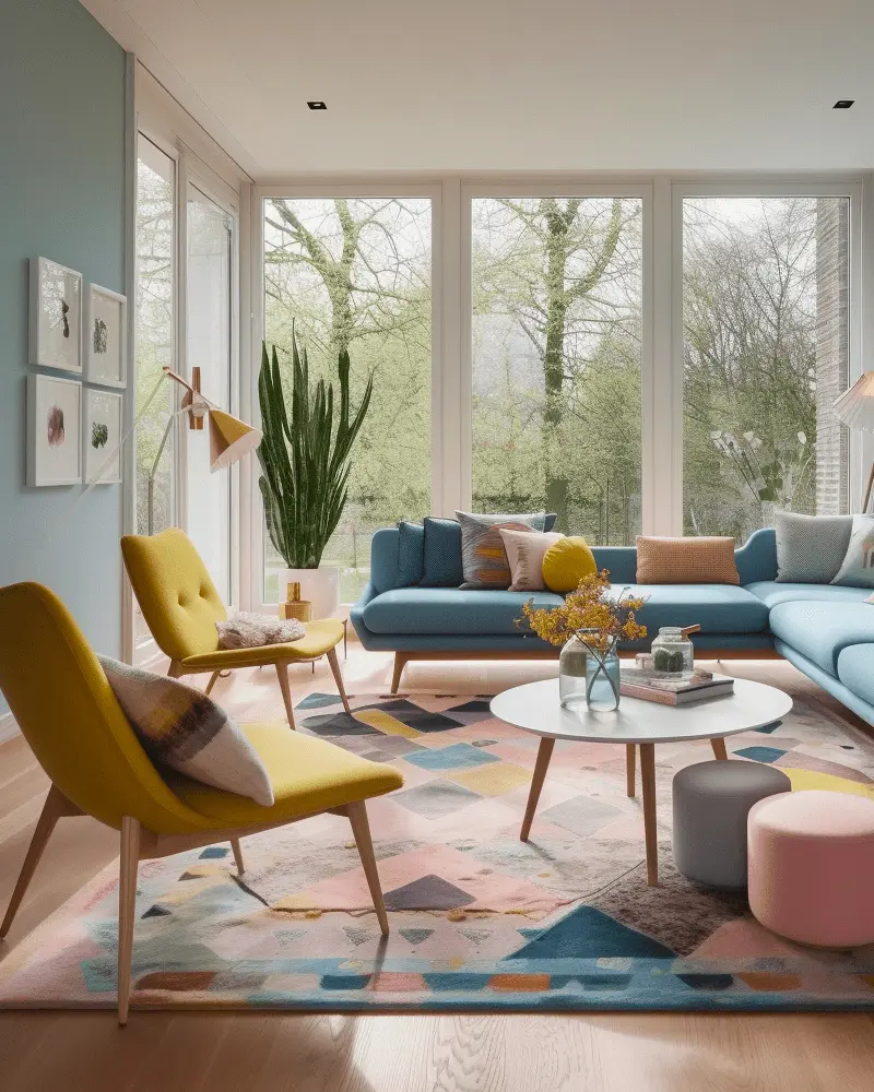 deco salon bleu couleurs pastel scandinave