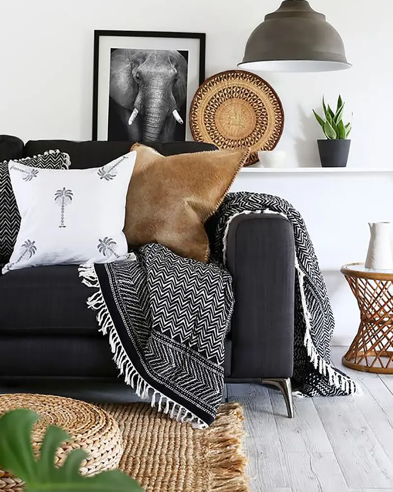 deco salon ethnique chic noir