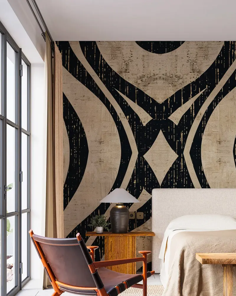 deco chambre papier peint ethnique chic