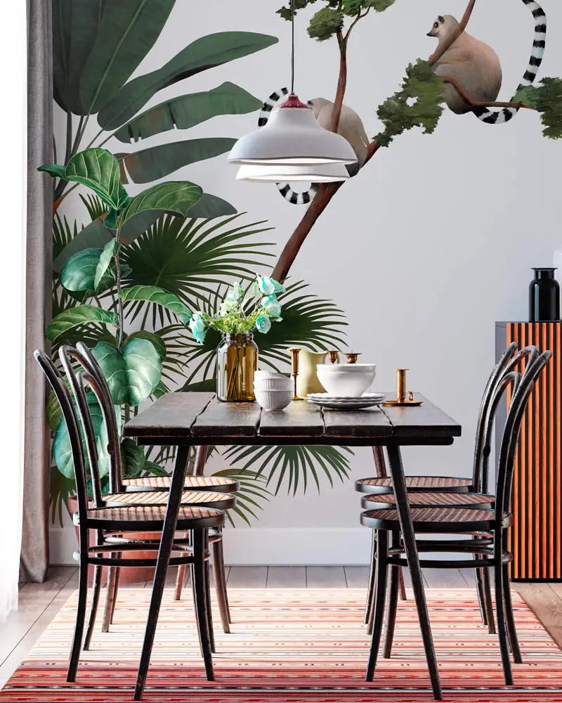 deco salle a manger tropicale noire moderne