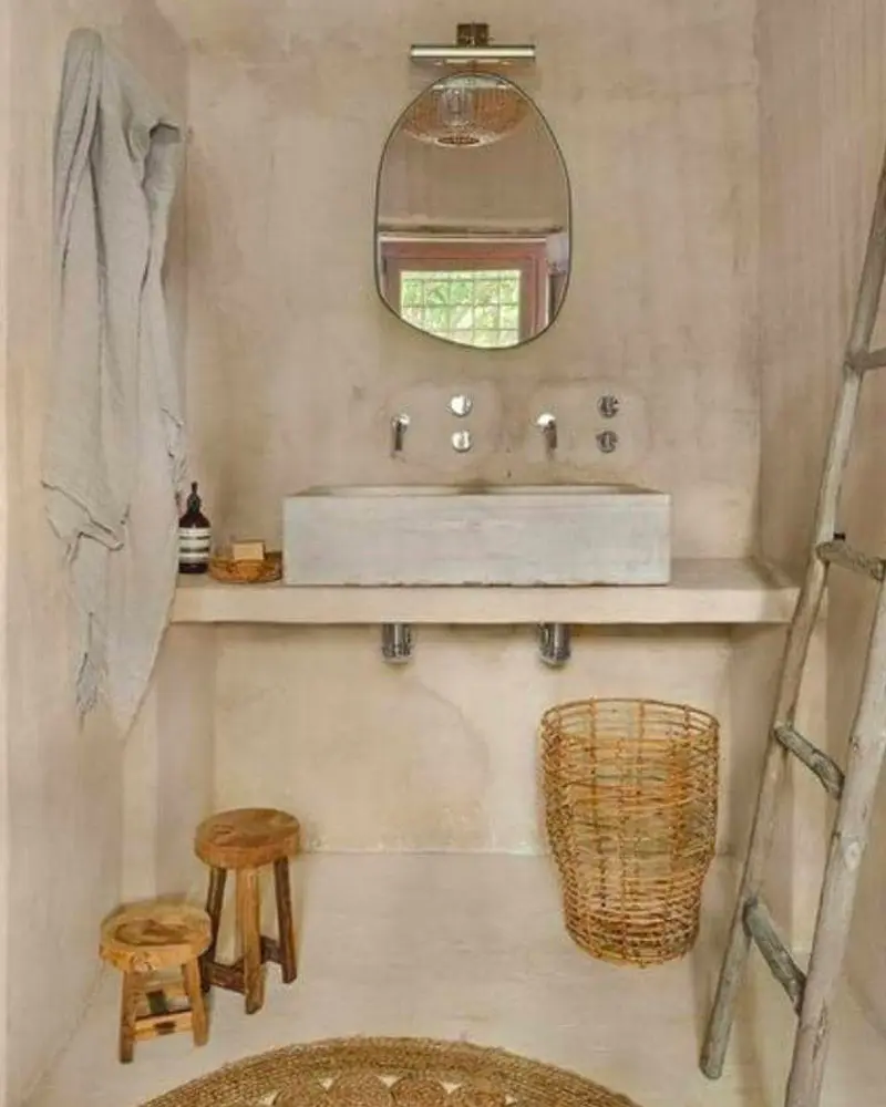 deco salle de bain boheme beton