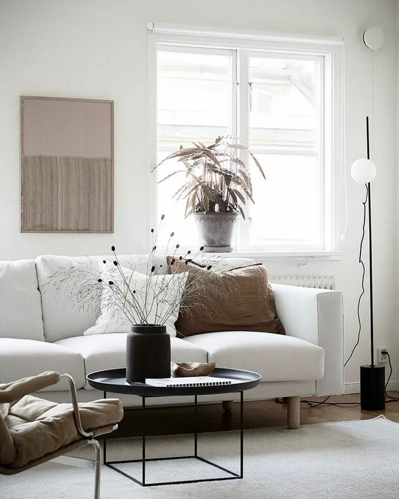 deco salon beige noir blanc