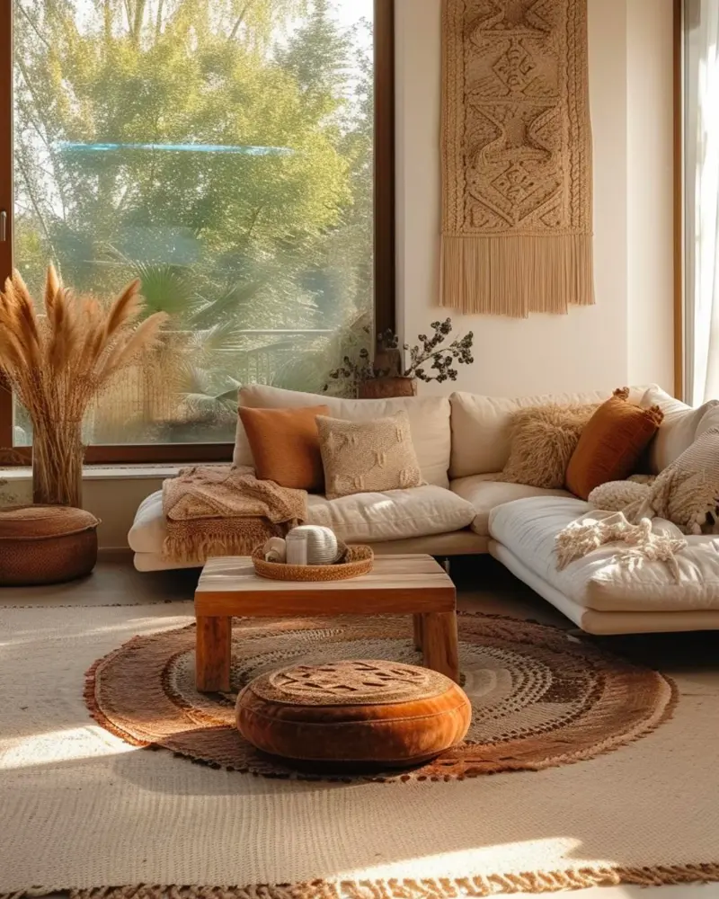 deco salon nature boheme beige terracotta