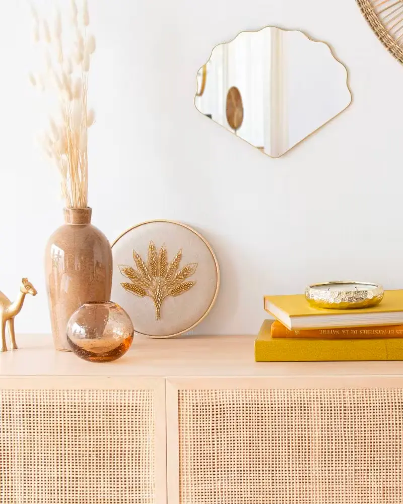 miroir coquillage laiton