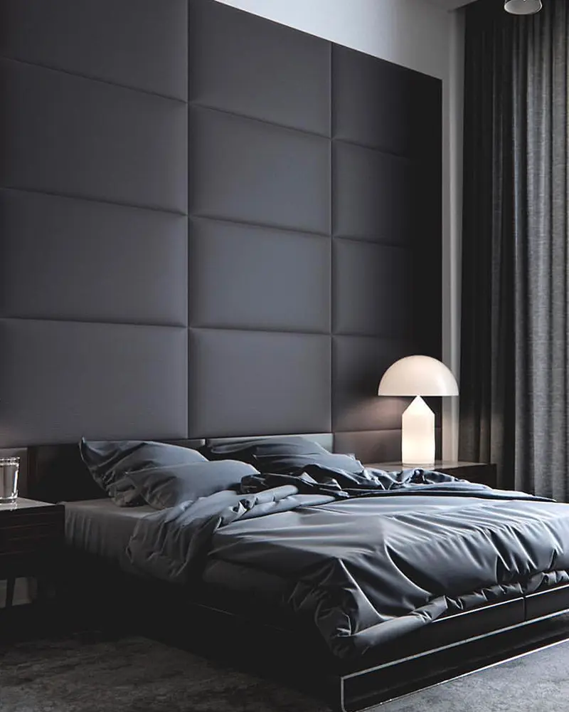 mur cuir noir deco chambre moderne
