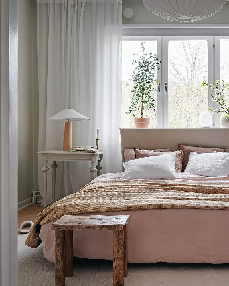 deco chambre scandinave beige rose