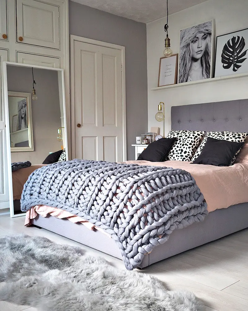 deco chambre scandinave cocooning gris