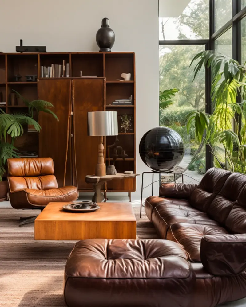 deco salon cuir moderne