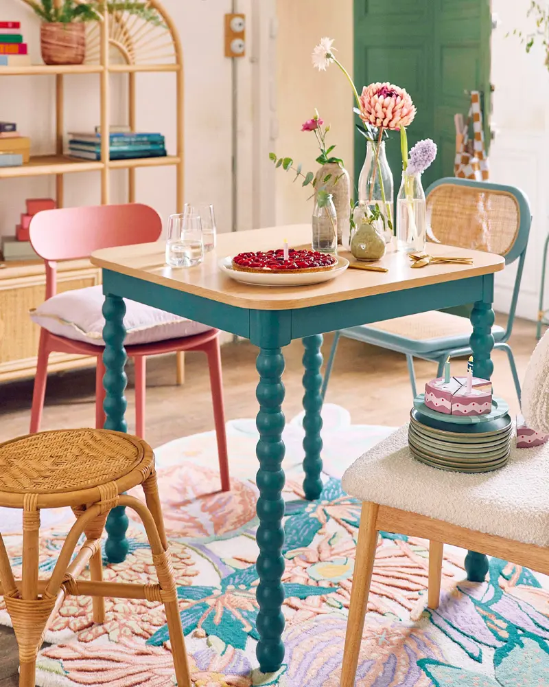 table bois pieds ondules