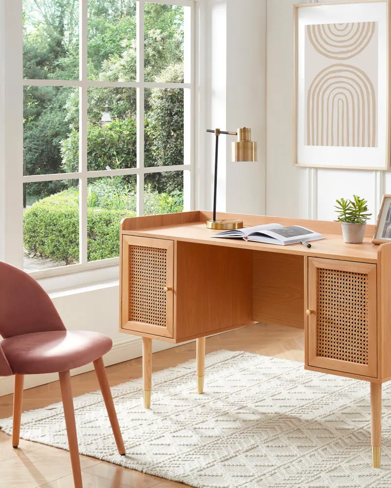 deco bureau cannage bois