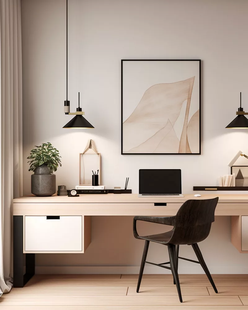 deco bureau minimaliste noir bois