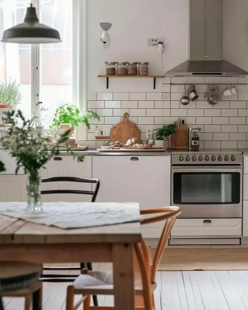 deco cuisine scandinave vintage blanc bois