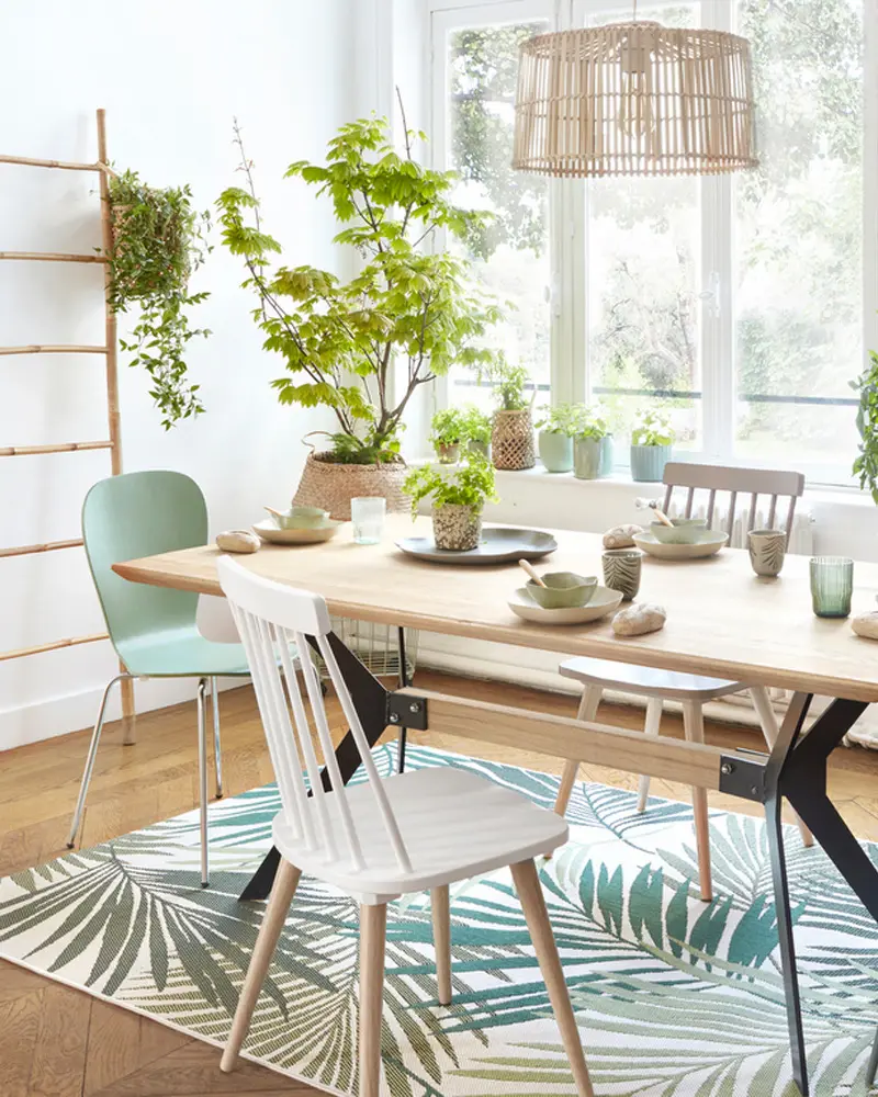 deco salle a manger motif tropical