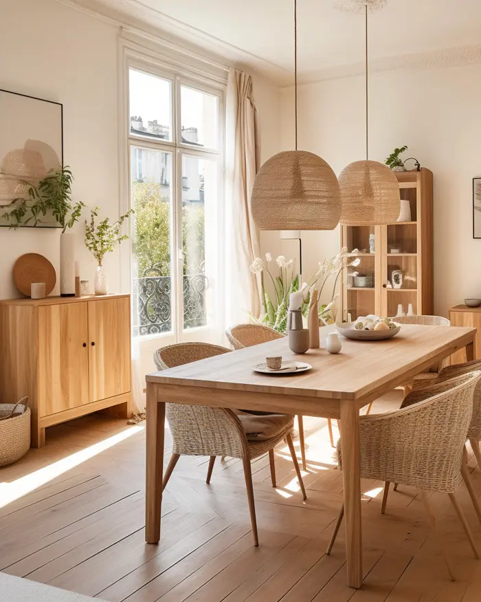 deco salle a manger nature beige bois