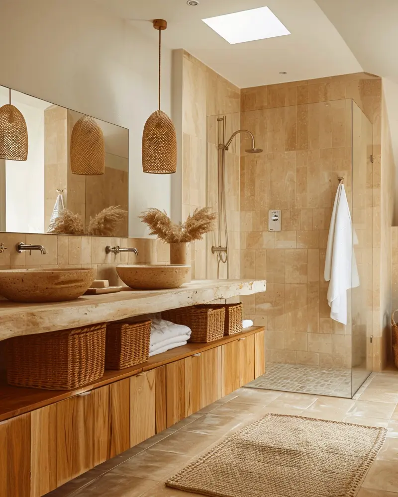 deco salle de bain rotin