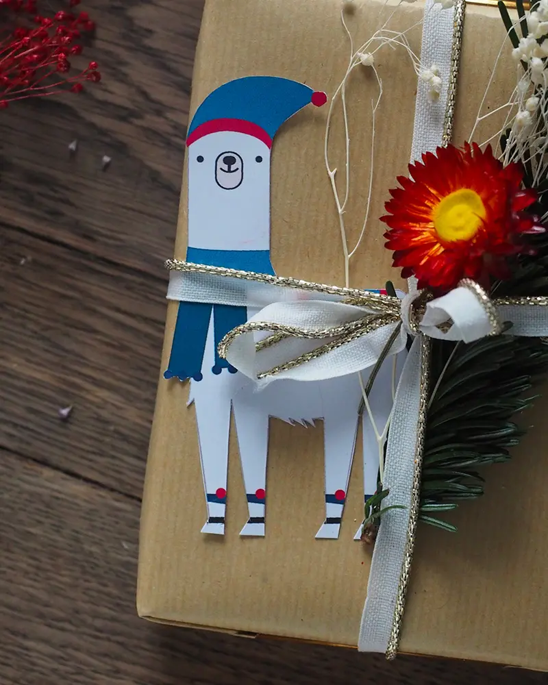 etiquette paquet cadeau noel diy lama
