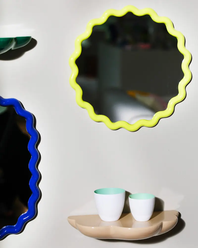 miroir ondule jaune
