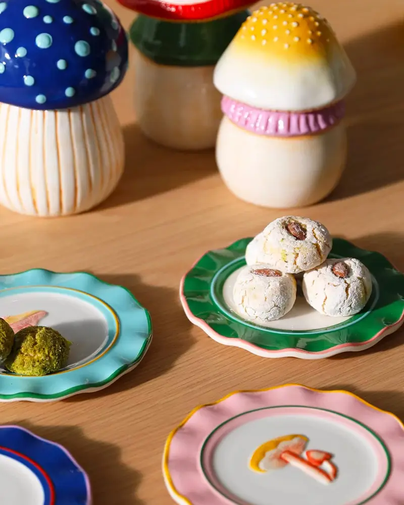 assiette champignon coloree