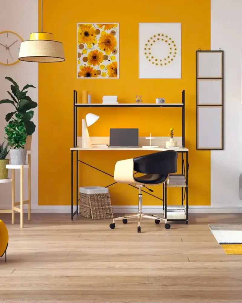 deco bureau jaune moutarde