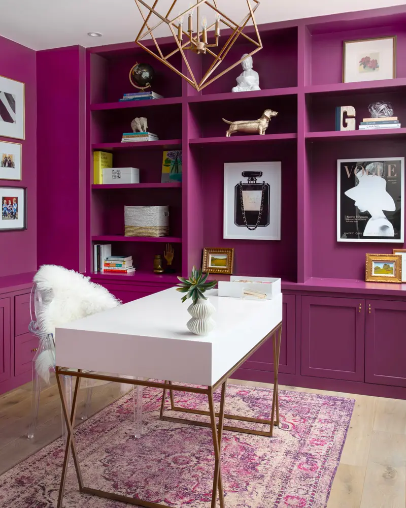 deco bureau murs violets