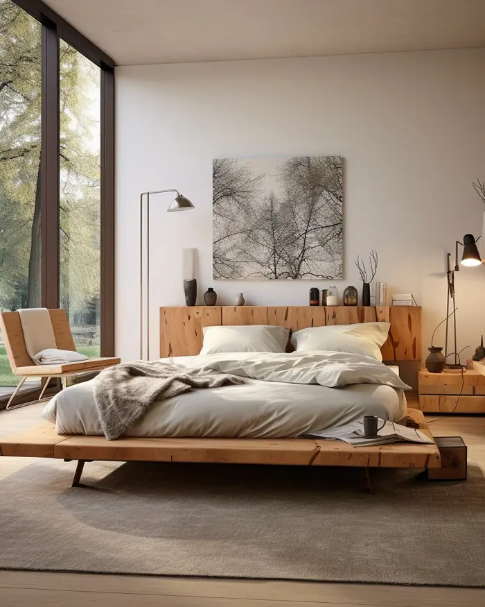 deco chambre nature lit bois