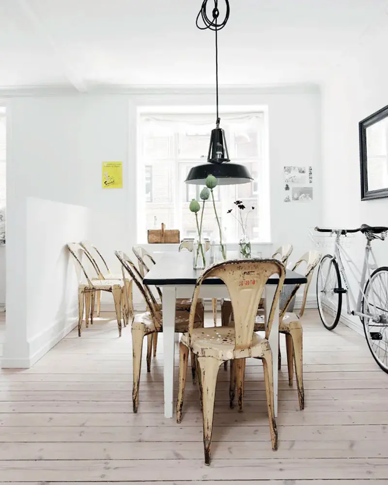 deco salle a manger industrielle vintage blanc beige
