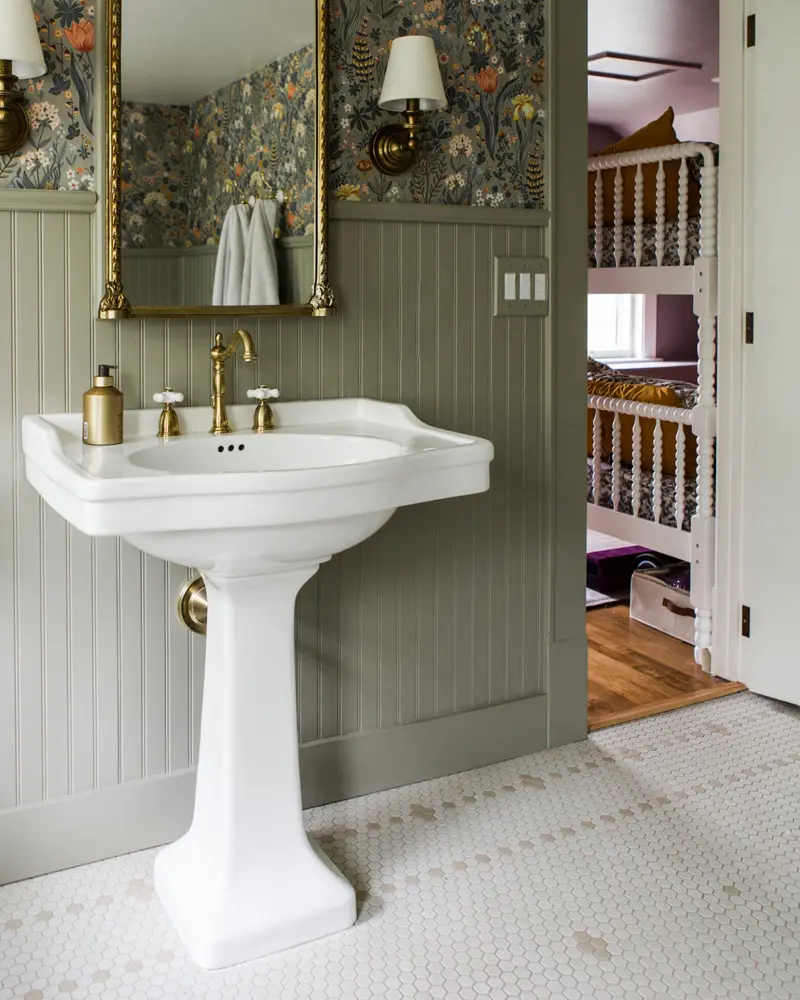deco salle de bain campagne vert