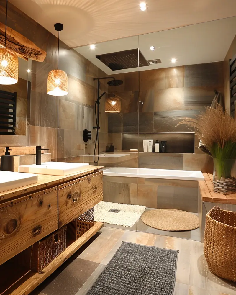 deco salle de bain rotin