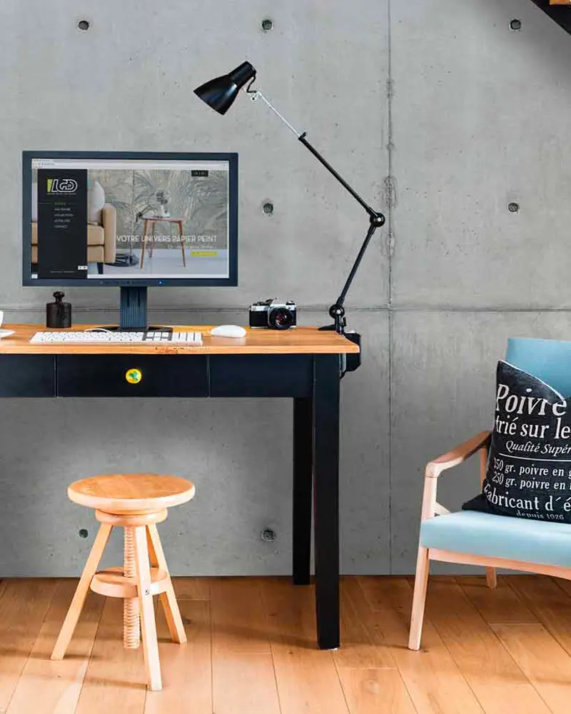 papier peint imitation beton deco bureau