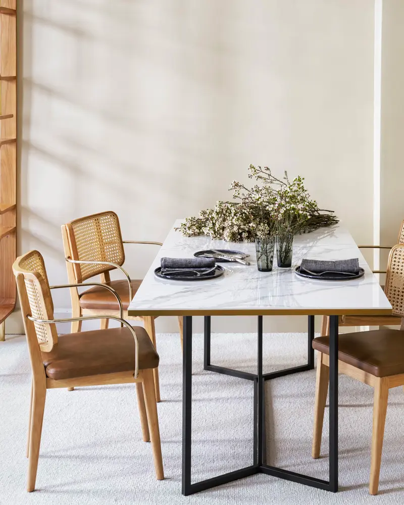 salle a manger moderne cannage marbre