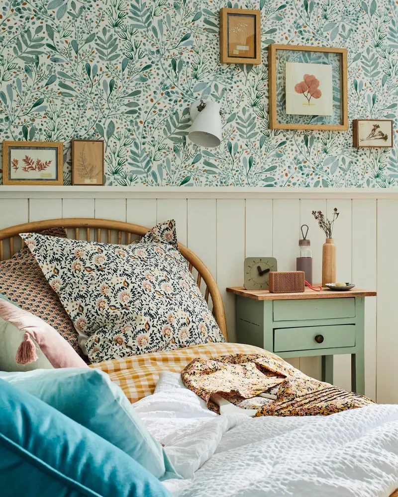 deco chambre campagne papier peint vegetal
