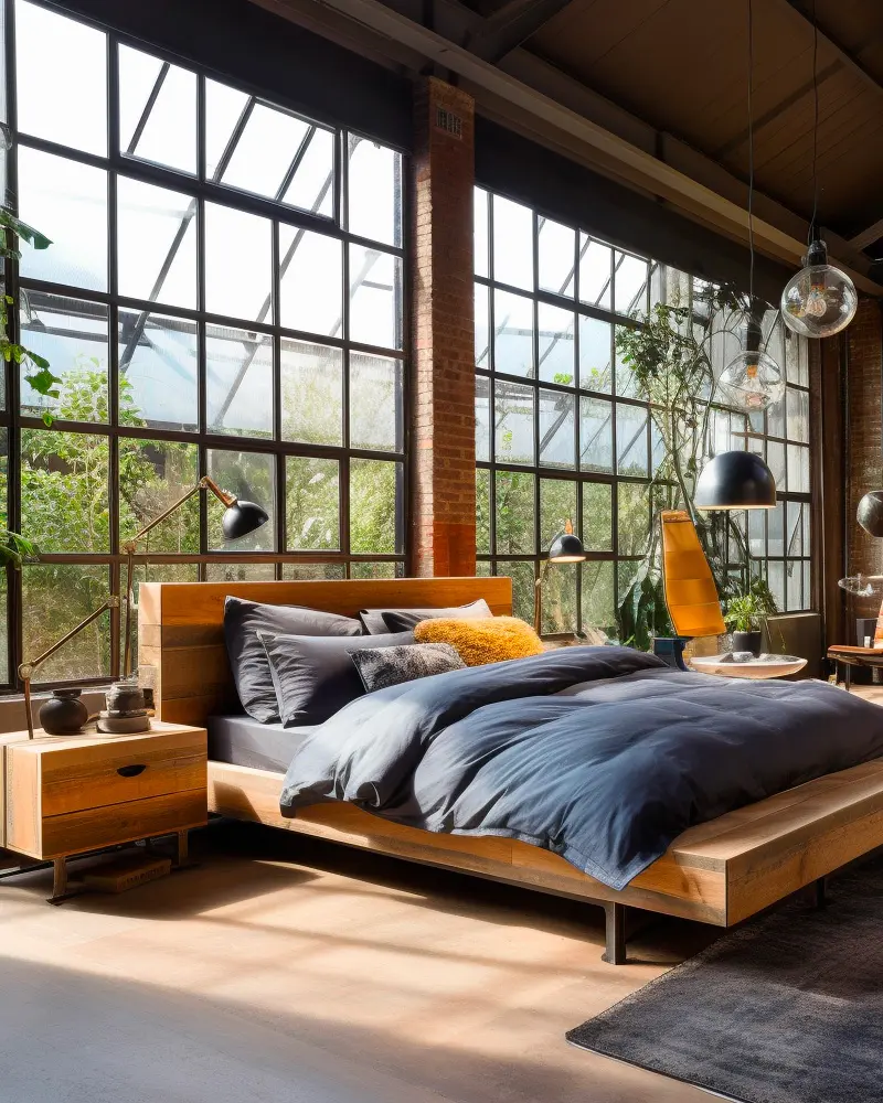 deco chambre industrielle moderne bois