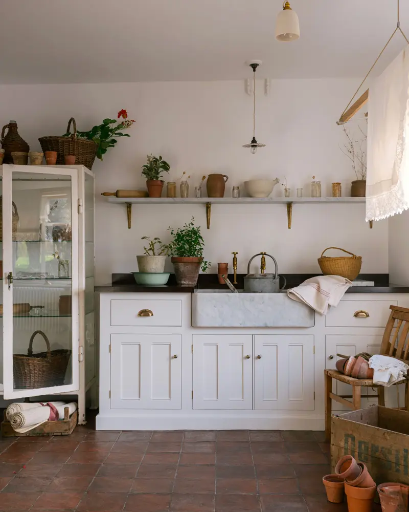 deco cuisine campagne chic blanc terre cuite