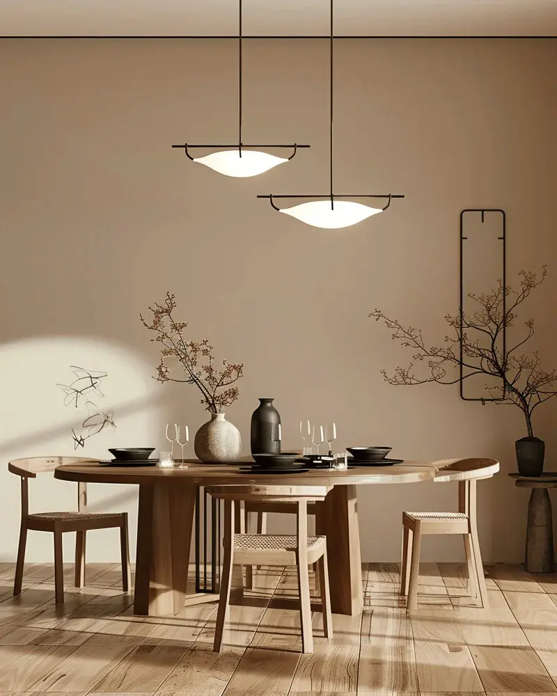 deco salle a manger beige nature japandi