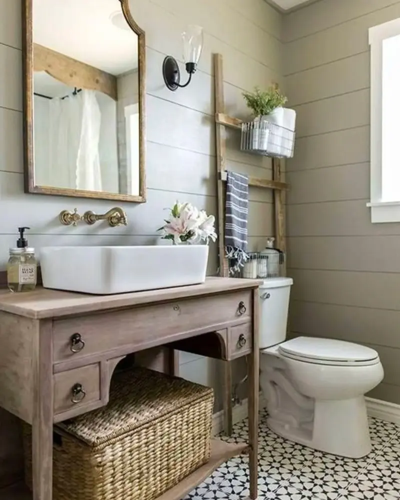 deco salle de bain campagne chic