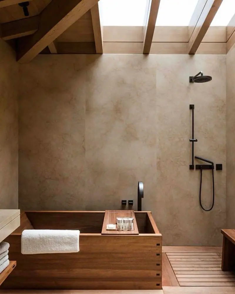 deco salle de bain zen japandi bois
