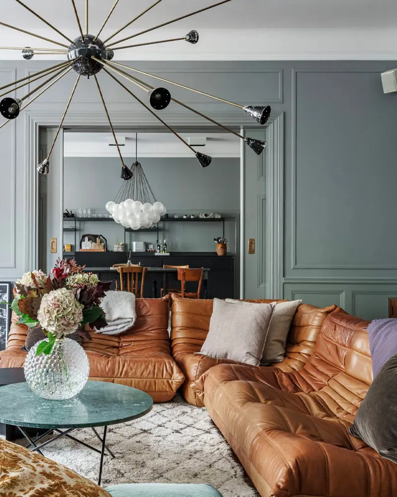 deco salon cuir boheme moderne