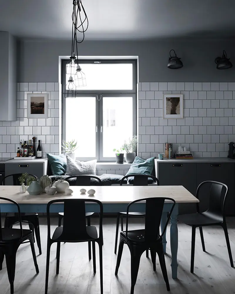 deco salle a manger industrielle moderne gris
