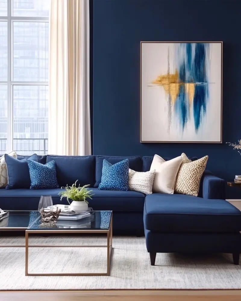 deco salon moderne bleu