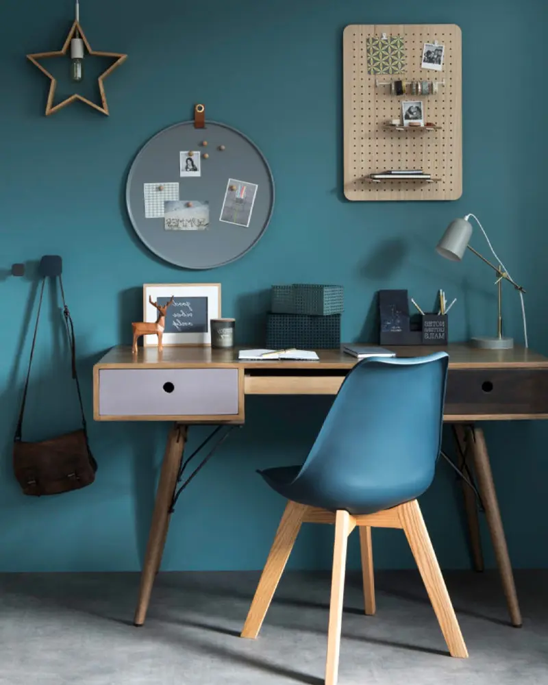 deco bureau scandinave bleu canard