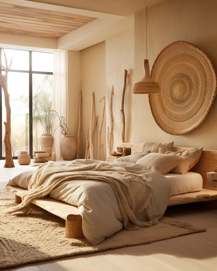 deco chambre nature bohème bois