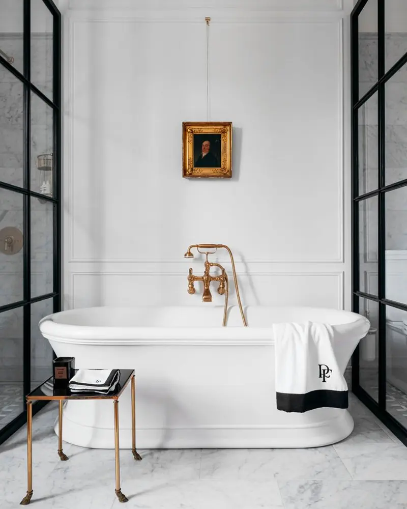 deco salle de bain chic noir blanc