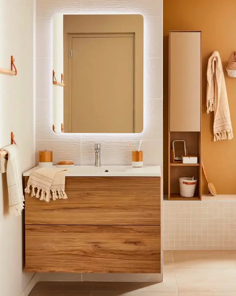 deco salle de bain cosy cocooning moderne bois