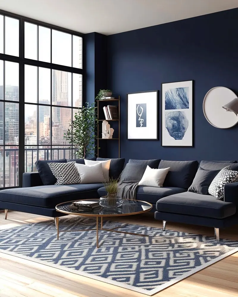 deco salon bleu moderne chic