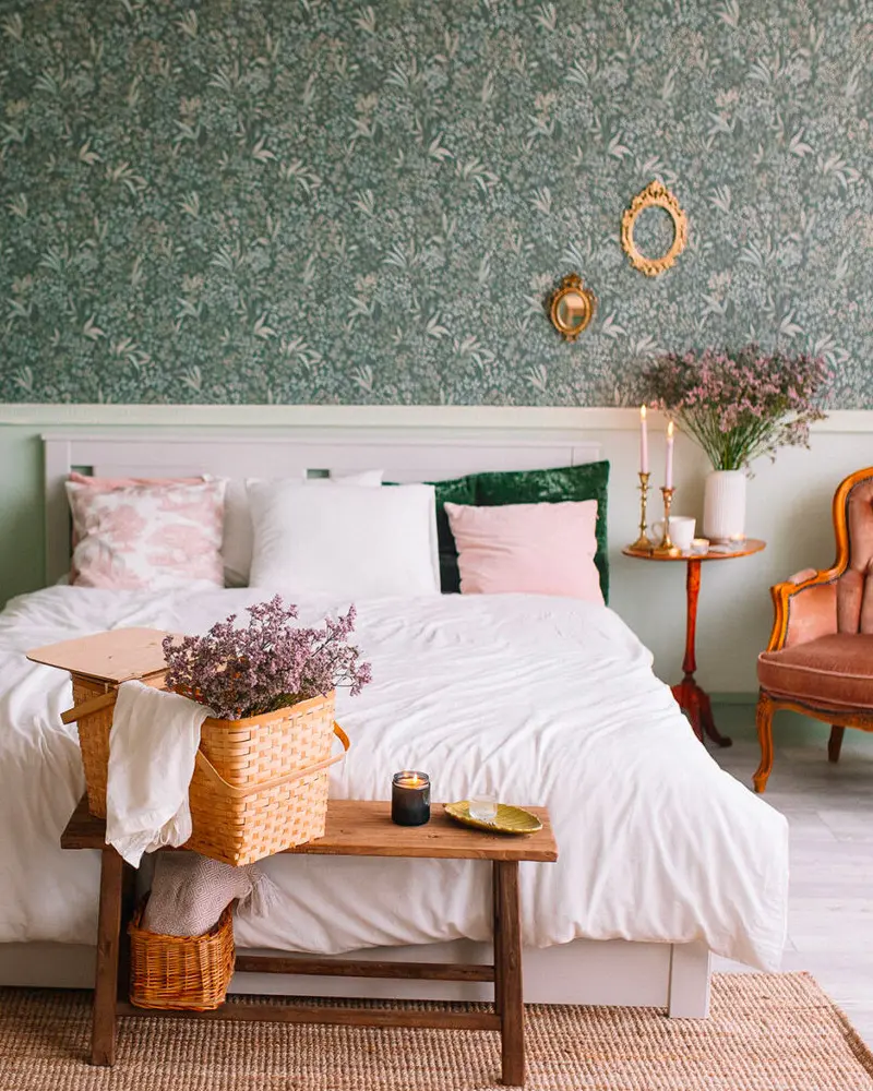 deco chambre campagne papier peint vegetal