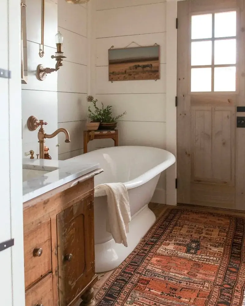deco salle de bain campagne boheme