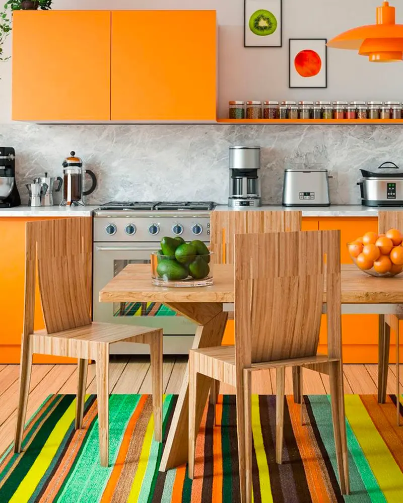 cuisine orange bois
