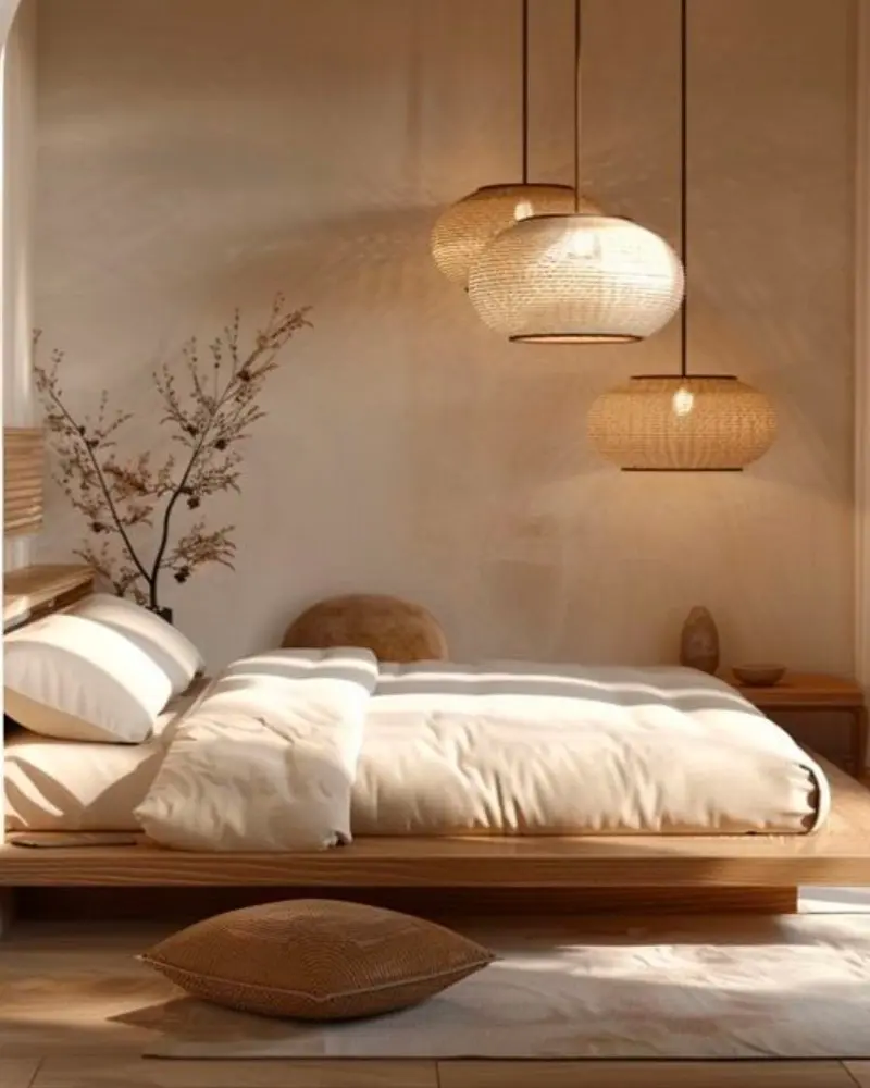 deco chambre zen japandi beige